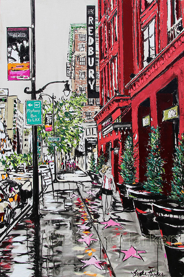 Hollywood in Stride | 60 x 40 | ink, oil & acrylic on canvas | by Brooke Harker