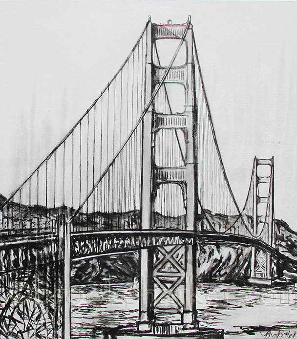 A Bridge Between | 36″ x 36″ | ink & acrylic on canvas | by Brooke Harker | SOLD