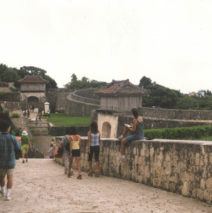 Brooke Harker sketching at Shuri Castle-Okinawa, Japan