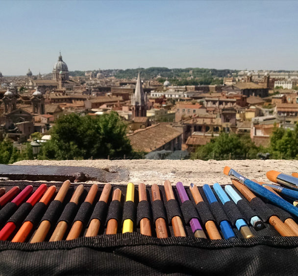 supplies ready to paint Rome