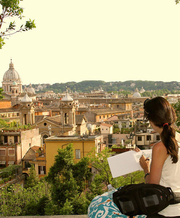 a view of Rome with Brooke Harker sketching