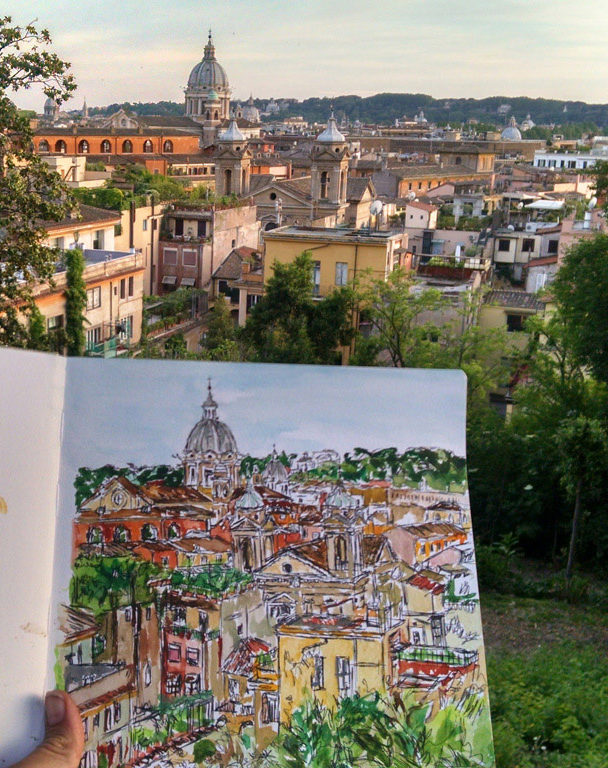 Harker’s sketch of Rome with the view