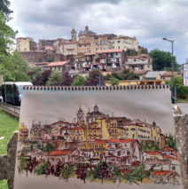 ink & watercolor sketch by Brooke Harker of Valmontone, Italy