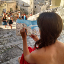 artist Brooke Harker painting in Matera, Italy