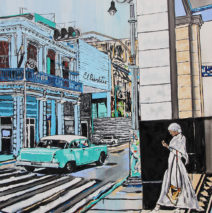 A Havana Story | 66 x 44 | ink, oil & acrylic on canvas | by Brooke Harker