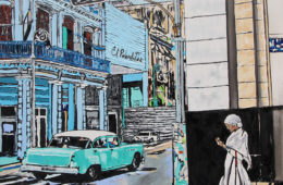 A Havana Story | 66 x 44 | ink, oil & acrylic on canvas | by Brooke Harker