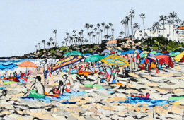 Laguna Days | 20 x 64 | ink, oil and acrylic on canvas | by Brooke Harker | SOLD