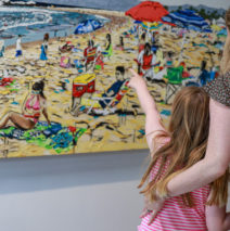 a family viewing “Leisure Day” by Harker at Castelli Artspace