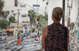 a guest looking at “Boulevard Smile” at Castelli Artspace