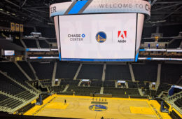 the arena of the Chase Center taken by Harker