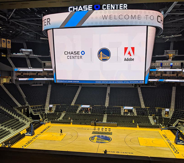 the arena of the Chase Center taken by Harker