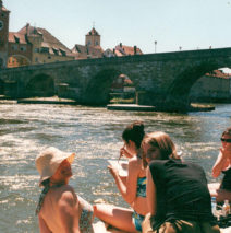 Harker & friends painting along the river in Regensburg, Germany