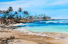 Wailua Tides | 48″ x 60″ | ink & acrylic on canvas | by Brooke Harker | SOLD