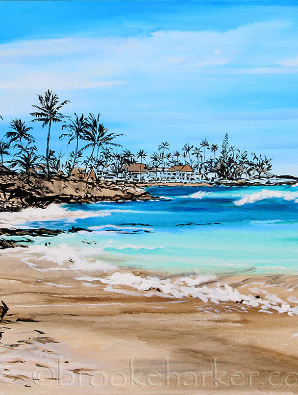 Wailua Tides | 48″ x 60″ | ink & acrylic on canvas | by Brooke Harker | SOLD