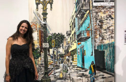 artist Brooke Harker with “Downtown Stride” at Castelli Artspace