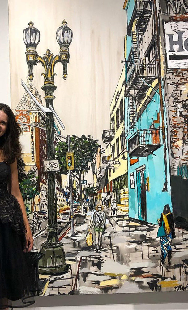 artist Brooke Harker with “Downtown Stride” at Castelli Artspace