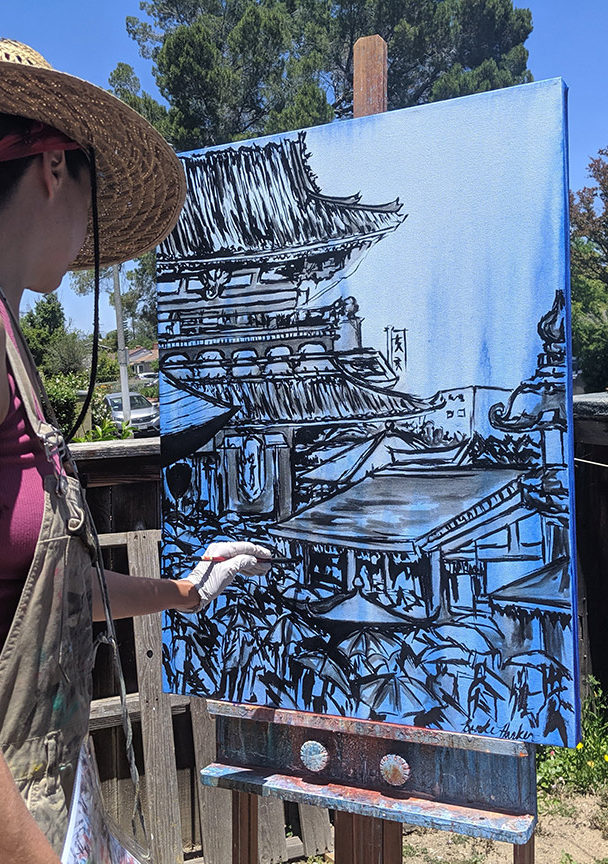 painting “Sensoji Memoirs in Blue”