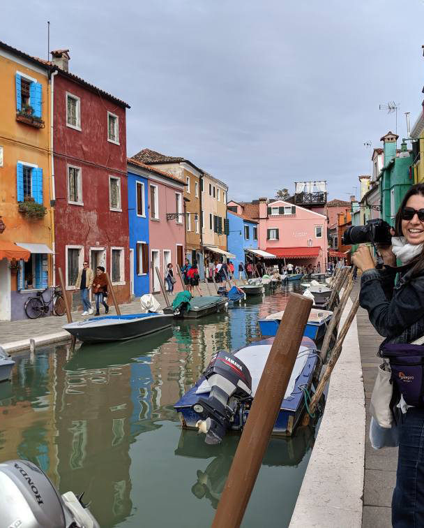 Harker taking photos in Burano, Italy