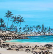 Wailua Shores | 40 x 60 | ink & acrylic on canvas | by Brooke Harker | SOLD