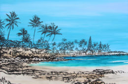 Wailua Shores | 40 x 60 | ink & acrylic on canvas | by Brooke Harker | SOLD