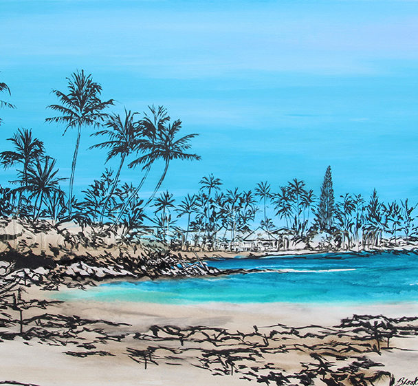 Wailua Shores | 40 x 60 | ink & acrylic on canvas | by Brooke Harker | SOLD