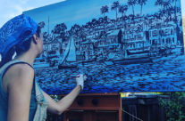 Early stages of Brooke Harker painting “Towards Open Waters”