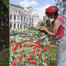 Artist Brooke Harker painting “Spring in Rome”