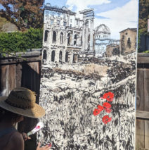 Brooke Harker painting the flowers in “Spring in Rome”