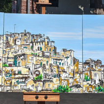 Brooke Harker painting “Remember Matera” (long shot)