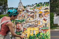 Brooke Harker painting “Una Vista di Roma”