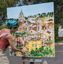 Brooke Harker painting “Una Vista di Roma”