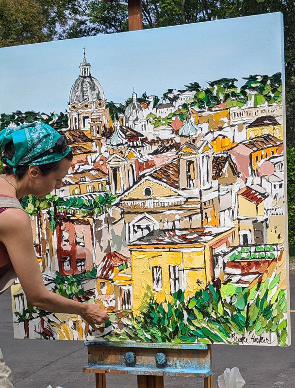 Brooke Harker painting “Una Vista di Roma”