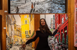 Brooke Harker with Paintings of Rome, Hollywood and Santa Monica at Lu Martin Galleries