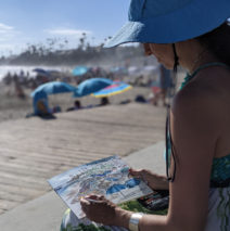 Harker on location sketching in Laguna Beach