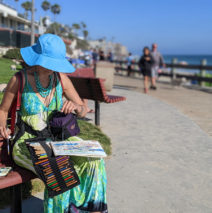 Artist Brooke Harker sketching in Laguna Beach