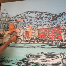 Early stages of painting “Un Dolce Viaggio”