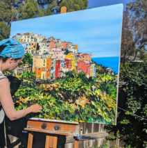 Artist Brooke Harker painting “Dalla Finestra”