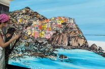 painting “Manarola Memories” in pink