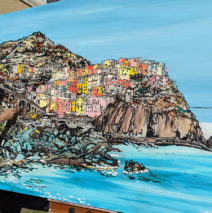 painting “Manarola Memories” in pink