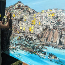 Painting “Manarola Memories” in yellow