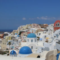 painting in Santorini Greece in the Village of Oia