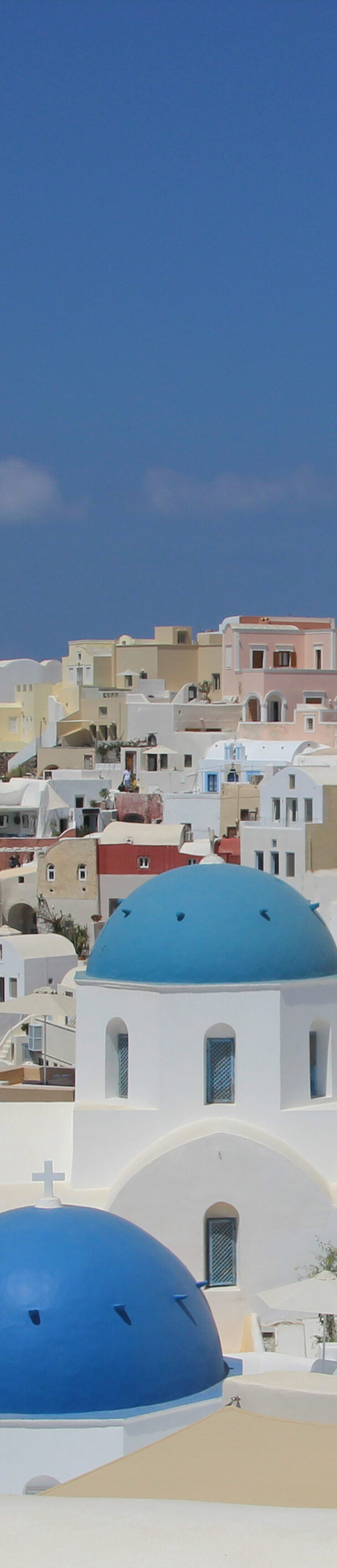 painting in Santorini Greece in the Village of Oia