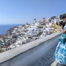 taking photographs in Oia Greece