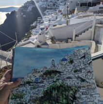 sketch of Imerovigli in Santorini Greece