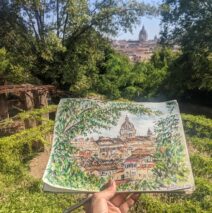 A sketch of Rome through the trees