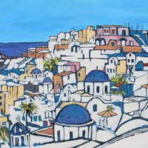 Santorini Dreams |  49 x 72  | ink and acrylic on fabric | by Brooke Harker