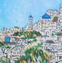 Meet Me in Santorini | 48 x 82 | ink and acrylic on fabric | by Brooke Harker